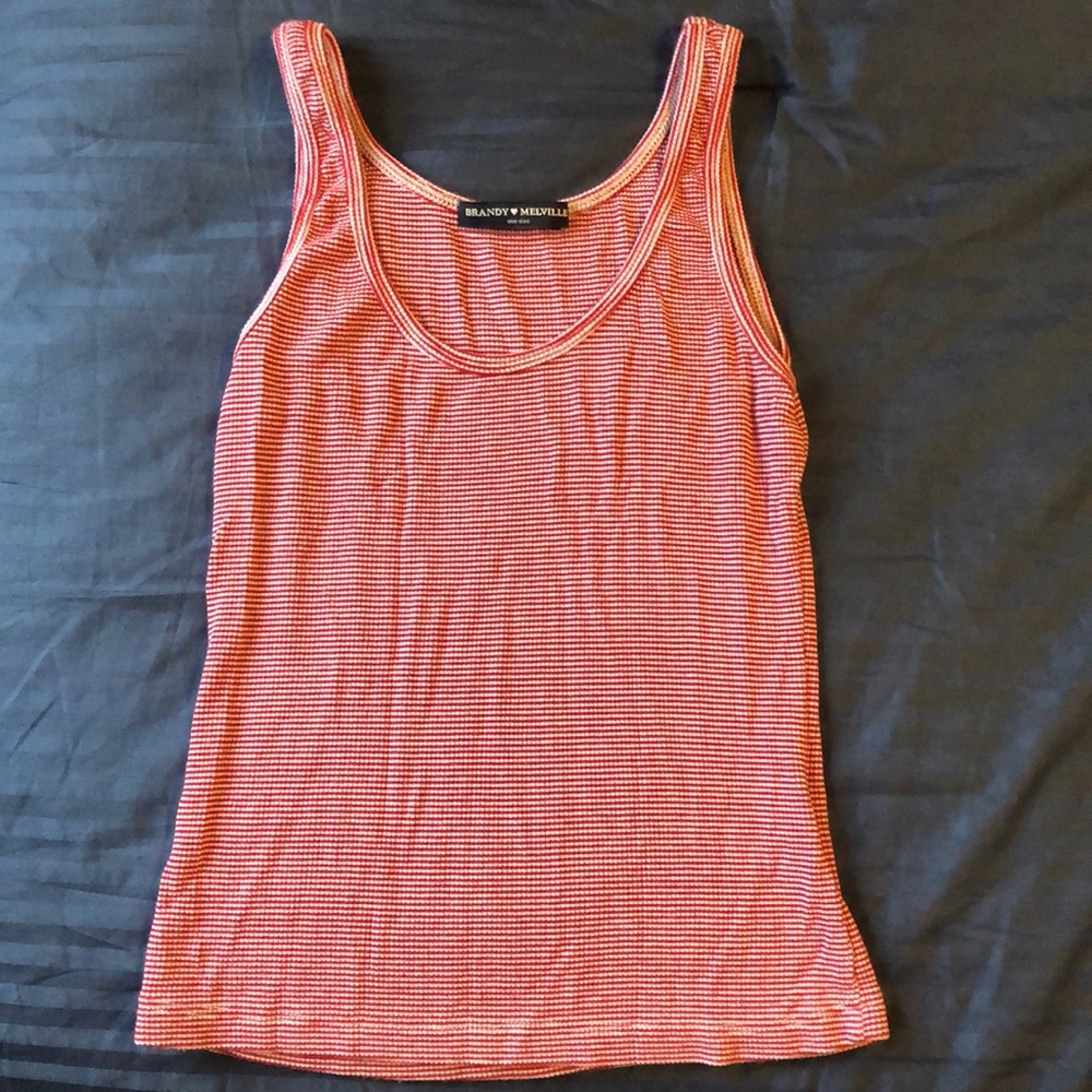 Brandy Melville Red & White Striped Tee